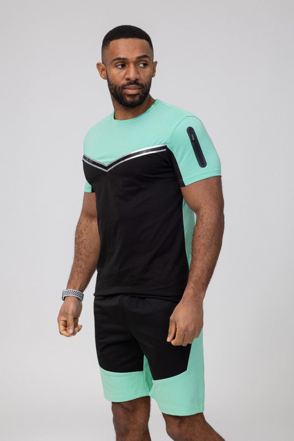 Basic green and black cotton relaxed shortset - Image 2