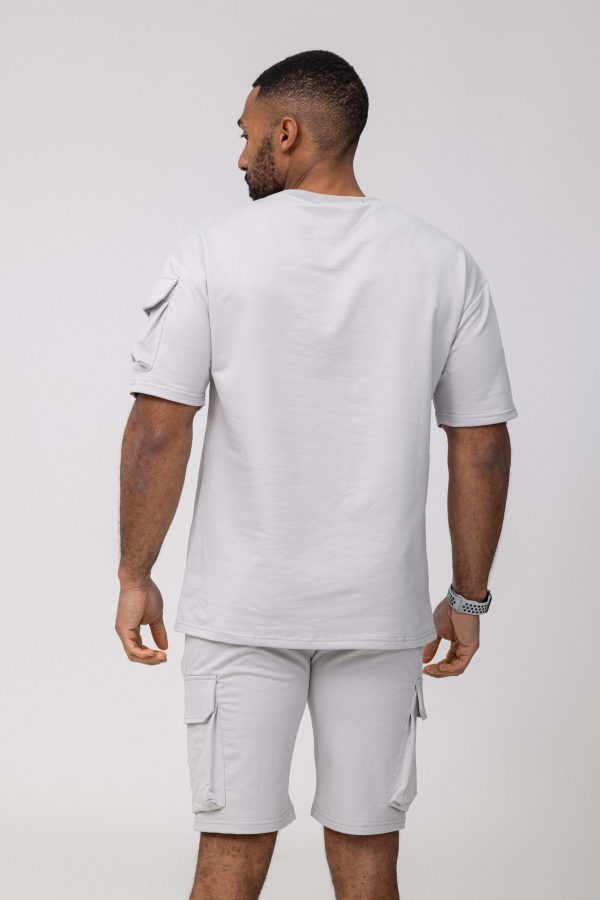Basic light gray cotton relaxed shortset