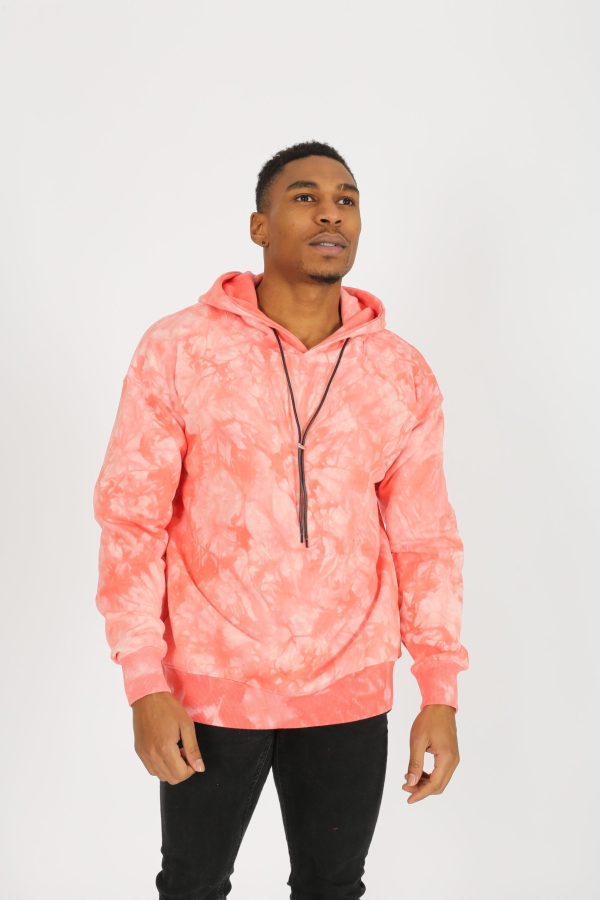 Pink marble essential cotton hoodie