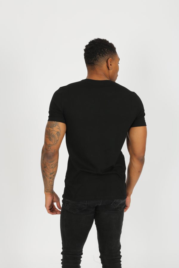Black with logo Essential Cotton T-shirt - Image 3